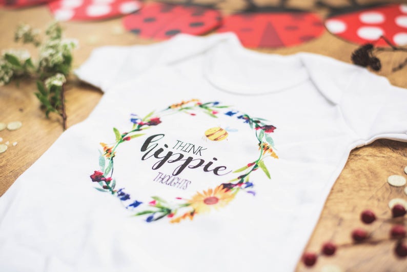 Think Hippie Thoughts Hippie Baby Shower Gift Organic Hippie Etsy