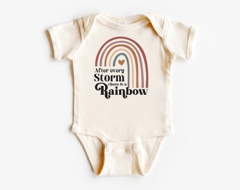 Natural Rainbow Baby, Natural Vintage Baby Bodysuit, Newborn, After Every Storm There is a Rainbow, IVF Treatment, Natural  IVF Baby Gift