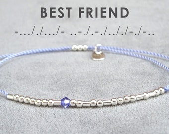 Best Friend Bracelet Best Friend Gift Morse Code Bracelet BFF Gift Best Friend Birthday Gifts Sterling Silver/Gold/Rose Gold/107-MCB