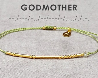 Godmother Gift Godmother Bracelet Godmother Proposal Morse Code Bracelet Sterling Silver Gold/Rose Gold  Baptism Gift Communion Gift/113-MCB