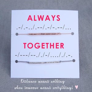 Ensemble de bracelets pour couple, bracelets assortis en code Morse, message secret Toujours ensemble, cadeau pour une relation longue distance, cadeau d'anniversaire
