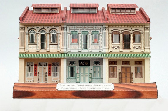 Diy 3d Paper Model Singapore Chinatown Shophouse Kit 1 Etsy Diy 3d Paper Model Singapore Chinatown Shophouse Kit 1 Etsy