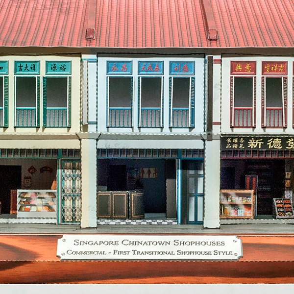 DIY 3D Paper Model - Singapore Chinatown Shophouse Kit 2