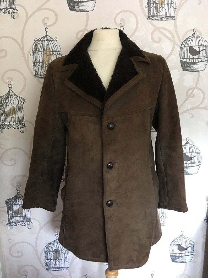 Mens Sheepskin Coat >> Vintage 70s Mens Sheepskin Coat Retro Suede Leather Brown Fur Lining And Collar Winter Overcoat 70s Long Jacket Indie Shearling Mens Sheepskin Coat >> Vintage 70s Mens Sheepskin Coat Retro Suede Leather Brown Fur Lining And Collar Winter Overcoat 70s Long Jacket Indie Shearling