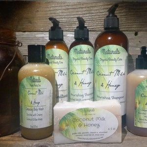 8oz Creamy Coconut Milk & Raw Honey Shampoo/ Conditioner/Face Wash/Body Wash Set