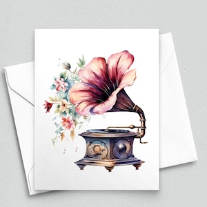 Melodías vintage: Tarjeta de notas de una sinfonía de flores - Tarjetas de notas A2 130
