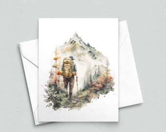 Tranquil Trek: Hiking Through Foothills Note Card - A2 Note Cards 110