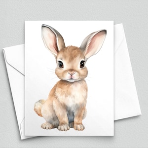Notitiekaart Sweet Bunny – aquarel briefpapier schattig bruin konijn – schattige dierenwenskaart voor lente, Pasen of andere gelegenheden 549