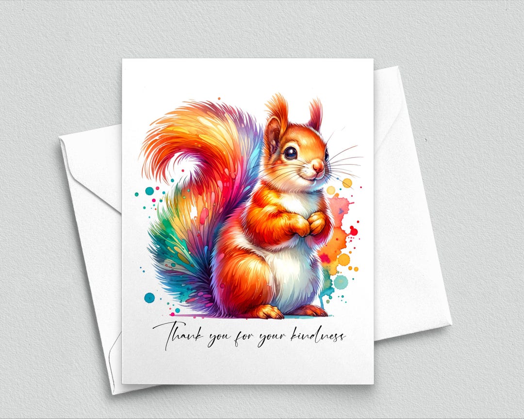 Thank You for Your Kindness Rainbow Squirrel Note Card – Vibrant ...