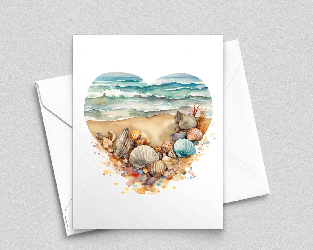 Sea of Love: Coastal Heart Note Card - A2 Note Cards 155 - Etsy
