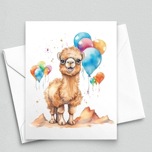 Biglietto di auguri per la festa di compleanno di un adorabile cammello - Biglietti A2 118