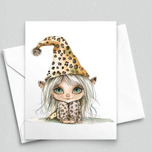 Adorable elfe : carte de correspondance fantaisiste avec petite fille elfe - Cartes de correspondance A2 213