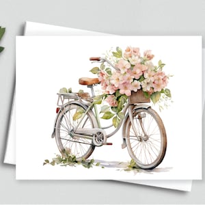 Fleurs vintage : cartes de correspondance panier de bicyclettes - cartes de correspondance vierges A2 273
