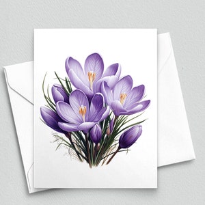 Fleurs de crocus mauves : cartes de correspondance printanières - Cartes de correspondance vierges A2 272