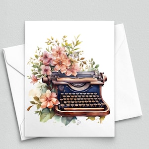 Elegance vintage : Cartes de correspondance Typewriter Tales au milieu de fleurs de pêcher - Cartes A2 174