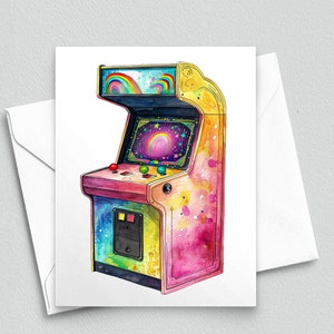 Retro Arcade Dreams - Kleurrijke Retro Arcade Game Notitiekaart - A2 blanco notitiekaarten 344