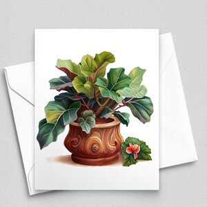 Natuurlijke elegantie: houten plantenbak met groen gebladerte notitiekaart - A2-notitiekaarten 144