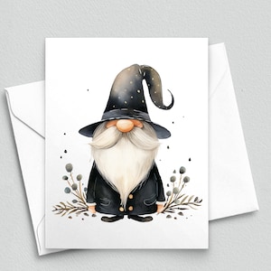 Saludos caprichosos de gnomo - Tarjeta de notas Dapper Tuxedo - Tarjetas de notas en blanco A2 386