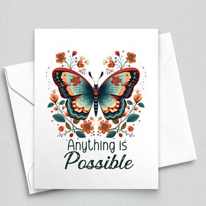 Wings of Possibility - Tarjeta de notas de mariposa edificante - Tarjetas de notas en blanco A2 389