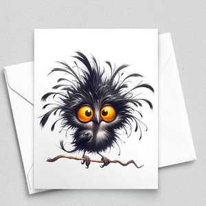 Frazzled Feathered Friend: Cartões de nota de pássaro de desenho animado - Cartões de nota A2 223
