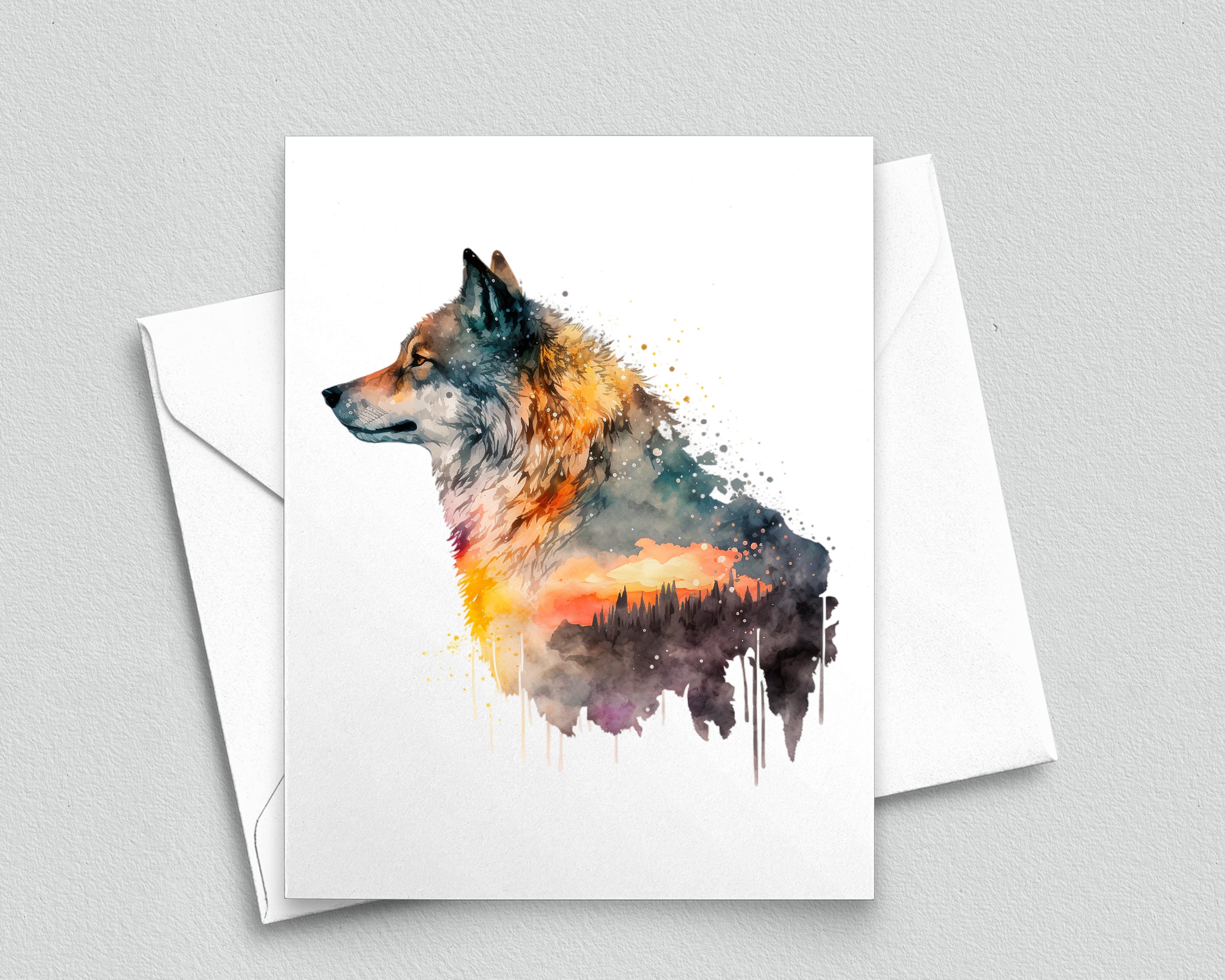 Wolf Sticky Note Customizable Wilderness Spirit: Wolf and Nature Note Cards - A2 ...