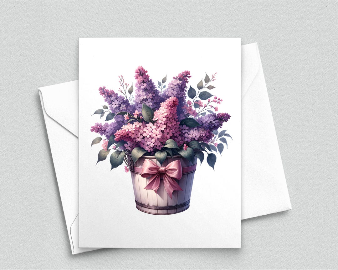 Rustic Lilac Flower Note Card – Pink Purple Blossoms, Spring Floral ...