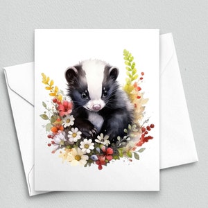 Floral Skunk Delight : Cartes de correspondance aquarelles - Cartes de correspondance vierges A2 280