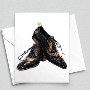 Elegância a cada passo: Cartão de nota de sapatos elegantes para cavalheiros - Cartões de nota A2 108