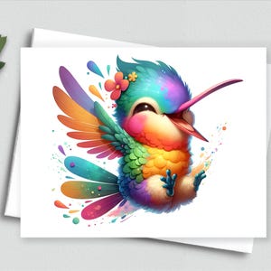 Frühlings Karte Regenbogen Kolibri für Naturliebhaber - Fröhlicher bunter Briefpapier Frühling, Karte 556