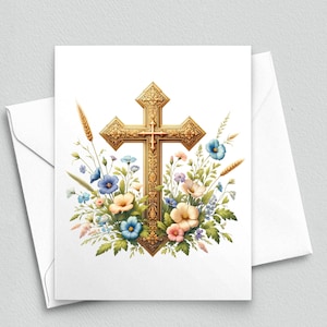 Beauté divine : Cartes de correspondance croix dorées - Cartes de correspondance vierges A2 270