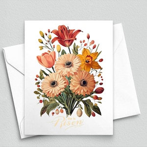 Il est ressuscité - Cartes de correspondance florales élégantes de bénédictions de Pâques - Cartes de correspondance vierges A2 520