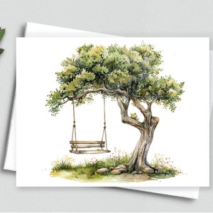 Swing of Serenity: Cartões de notas Duo Tree Bench - Cartões de notas A2 192