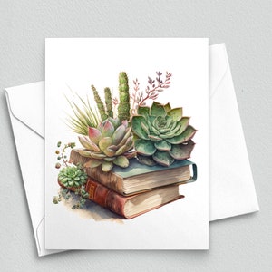 Bookish Oasis: Encontrar la serenidad entre páginas y tarjetas de notas suculentas - Tarjetas de notas A2 207