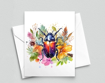 Beetle's Journey: Exploring Floral Realms Note Card - A2 Note Cards 113