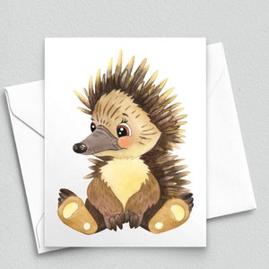 Echidna adorable : carte de correspondance aquarelle porc-épic d'Australie - Cartes de correspondance vierges A2 318