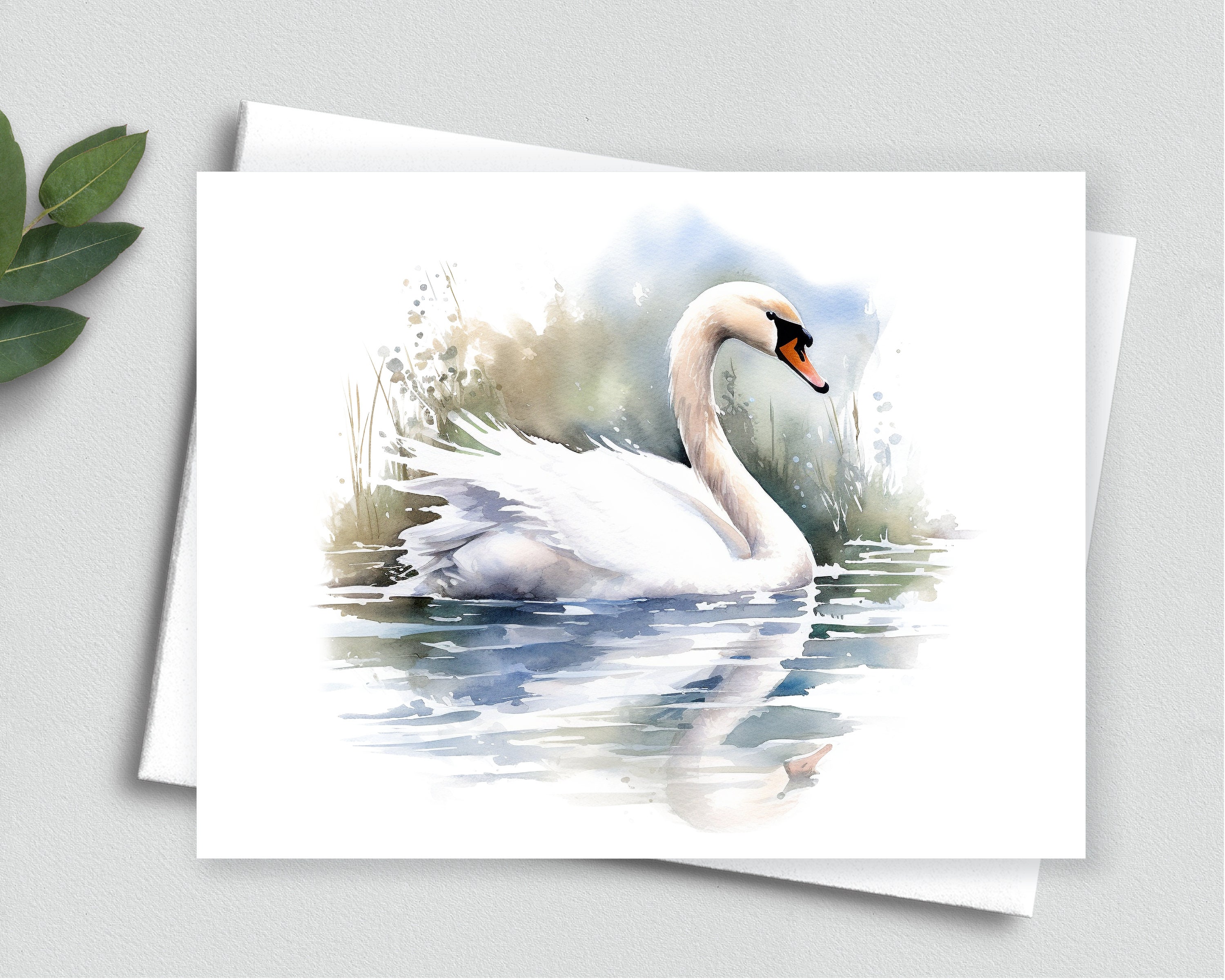 Customizable Tranquil Swan Serenity Note Card - A2 Note Cards 120 - Etsy