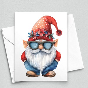 Sunshine Gnome : Cartes de vœux Flower Hat - Cartes de correspondance A2 195