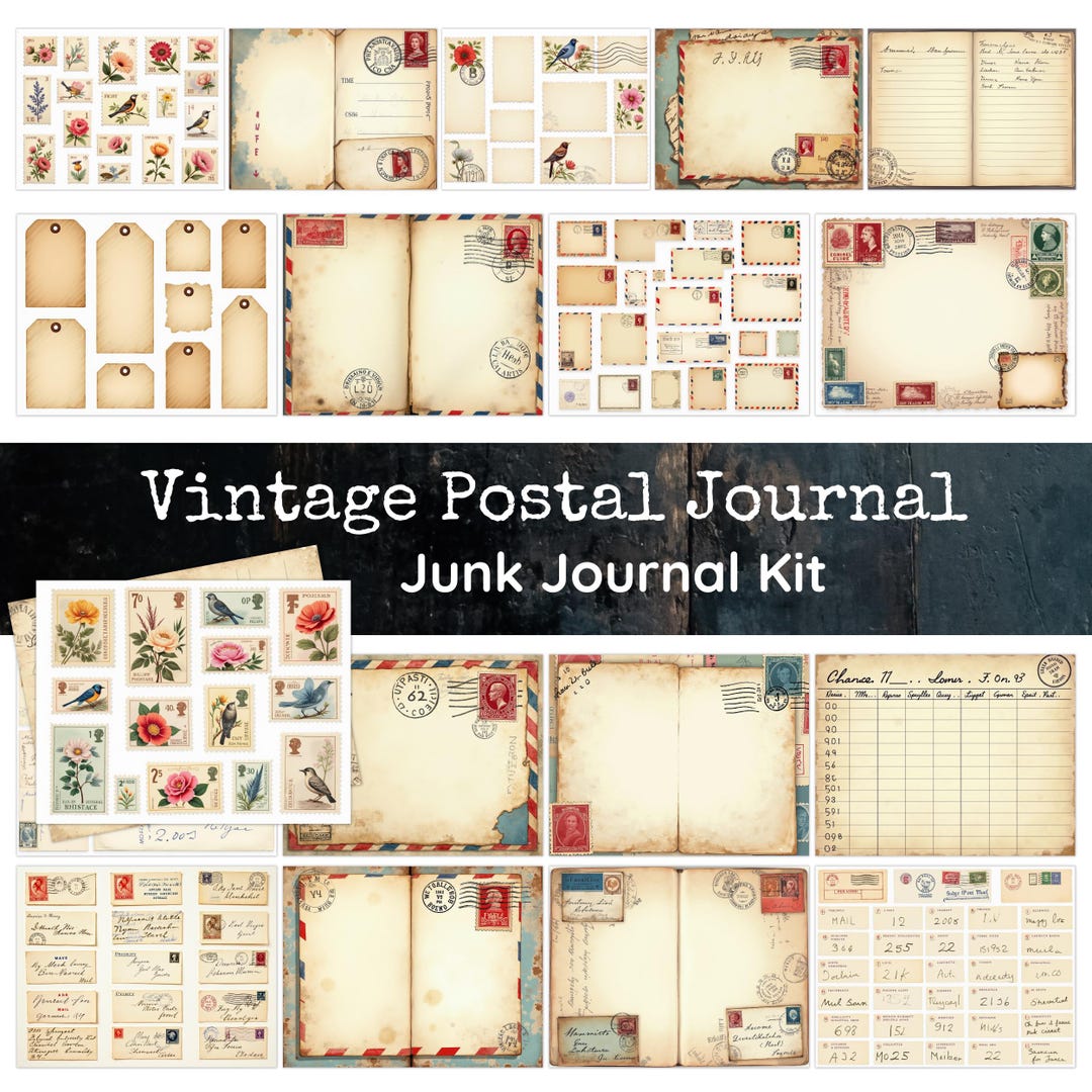Vintage Postal Junk Journal Kit, Antique Mail Printable Ephemera ...