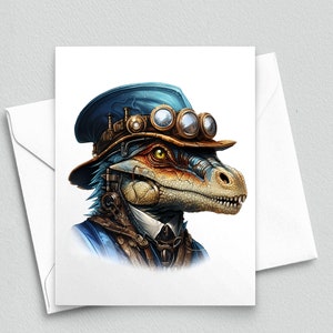 Velociraptor steampunk : cartes de correspondance fantaisie dinosaure - cartes vierges A2 412
