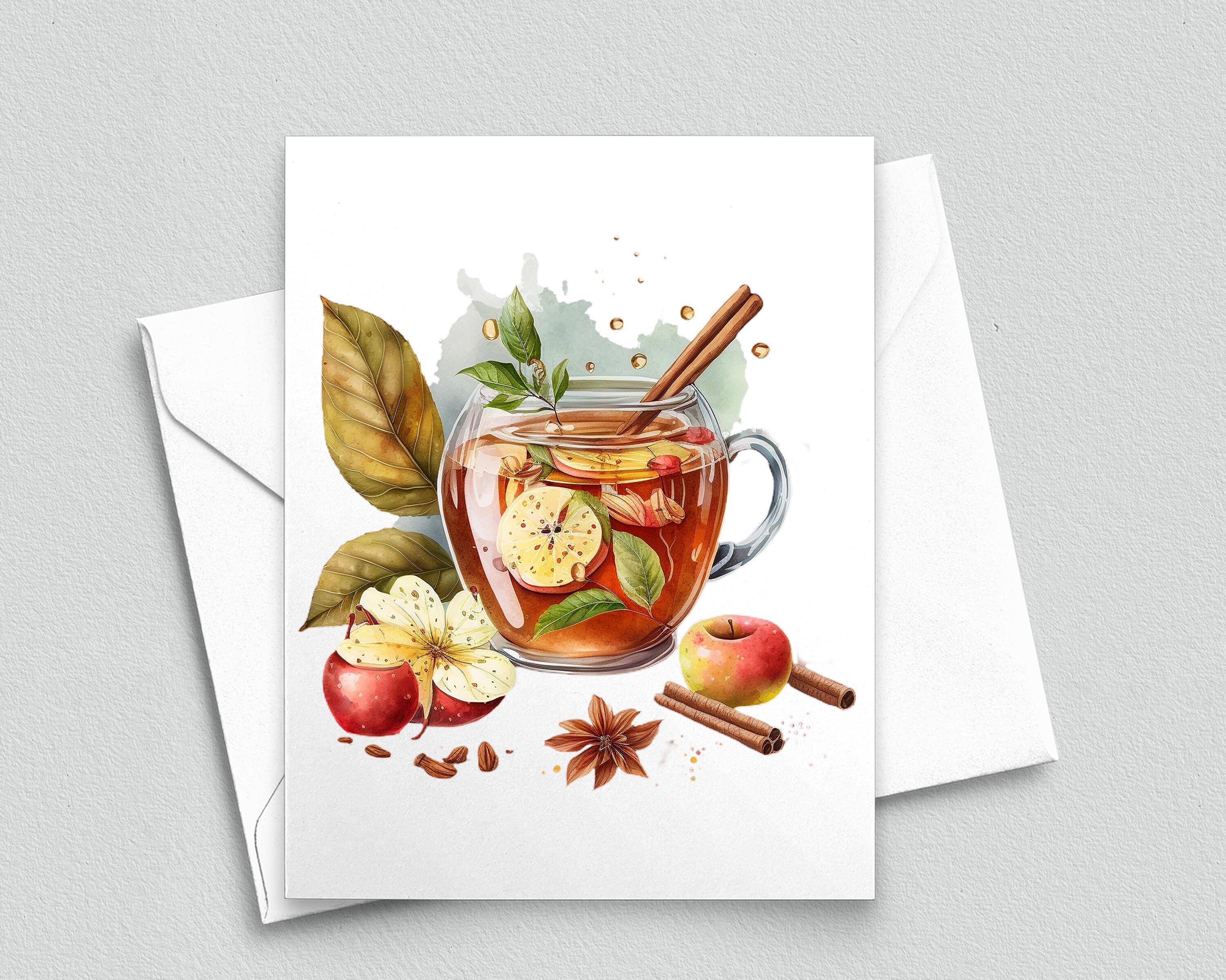 Spiced Notes Cozy Comfort: Hot Spiced Cider Note Card - Personalized A2 Note Cards ...