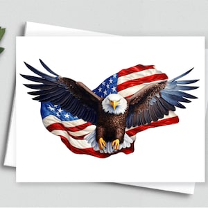 Amerikanischer Weißkopfseeadler Karte - Vaterländische Grüße mit US Flagge, 4.Juli Karte - A2 Blanko Grußkarten 581