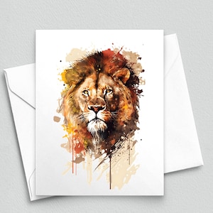 Carton de correspondance Regal Essence : Portrait de lion sauvage dans un aquarelle dynamique - Carnets de correspondance vierges A2 315