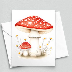 Carte de correspondance fantaisiste champignon vénéneux et marguerite – Jolie papeterie Cottagecore pour les amoureux de la nature, les amis de la forêt et les fées 536