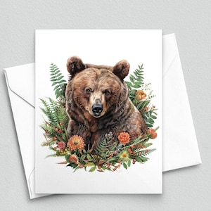 Woodland Guardian - Carte de correspondance ours sauvage - Cartes de correspondance vierges A2 329