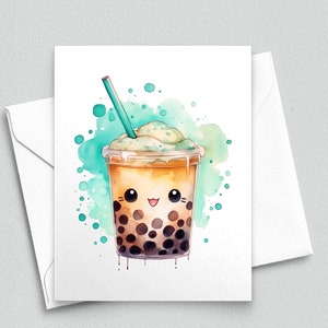 Délice de Boba Kawaii : Cartes de correspondance Boba Tea - Cartes de correspondance vierges A2 255