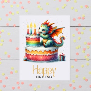 Dragon&#39;s Delight: A Dragon Birthday Bash Note Card - A2 Note Card 071