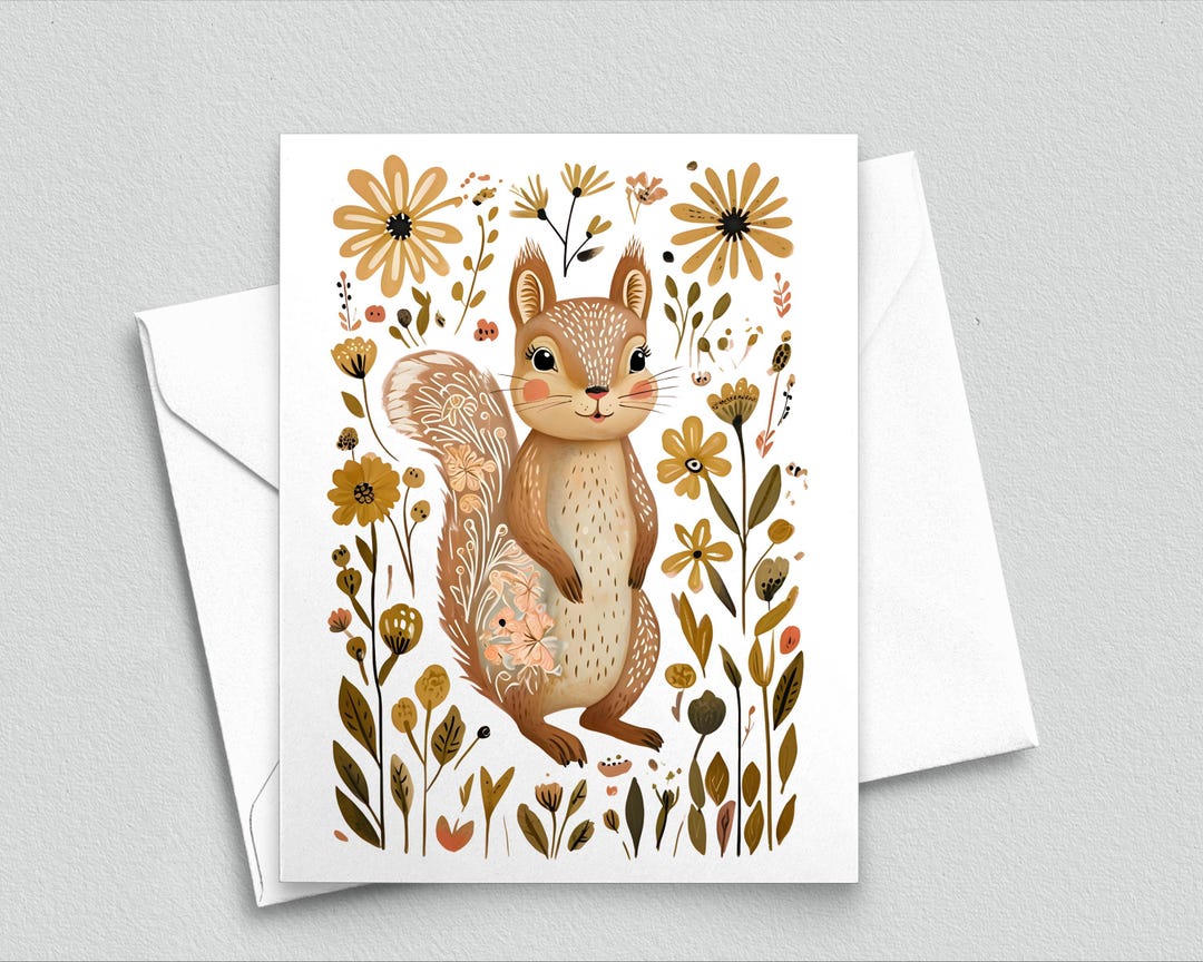 Charming Woodland Squirrel Note Card – Cute Nature-inspired Stationery ...