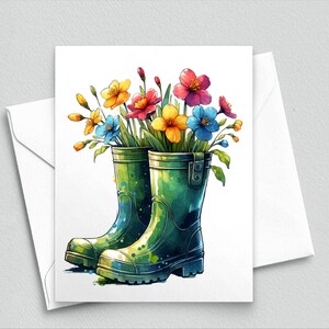 Bottines de jardin fleuries - Cartes de correspondance printanières gaies - Cartes de correspondance printanière - Cartes de correspondance vierges A2 526