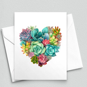 Evergreen Affections - carte de correspondance coeur succulent - carte de correspondance A2 060