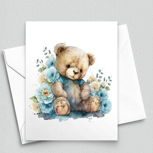 Teddybeer knuffels - bloemenbeer notitiekaart - A2 blanco notitiekaarten 367